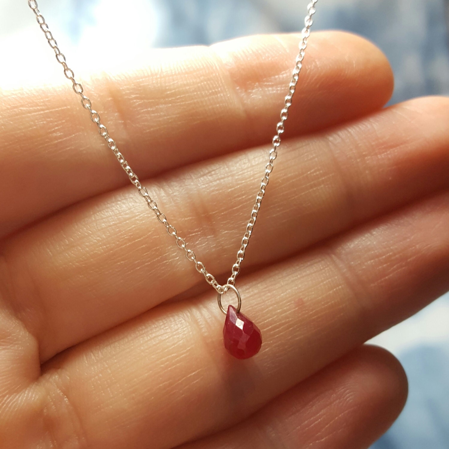 Genuine Ruby Necklace July Birthstone Necklace July Birthstone