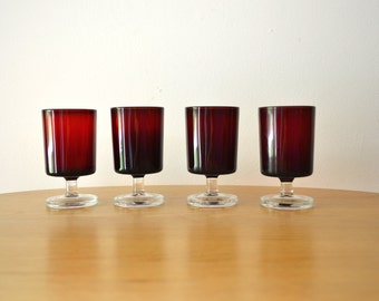 Mid Century Ruby Red Luminarc Cavalier Glasses