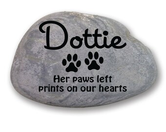 Engraved Pet Memorial Stone Personalized - 11143 Pet Memorial Personalized with name, paw prints, and saying