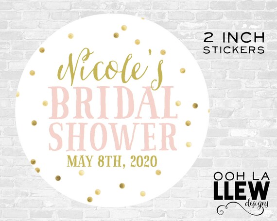 Custom Bridal Shower Stickers by OohLaLlew on Etsy