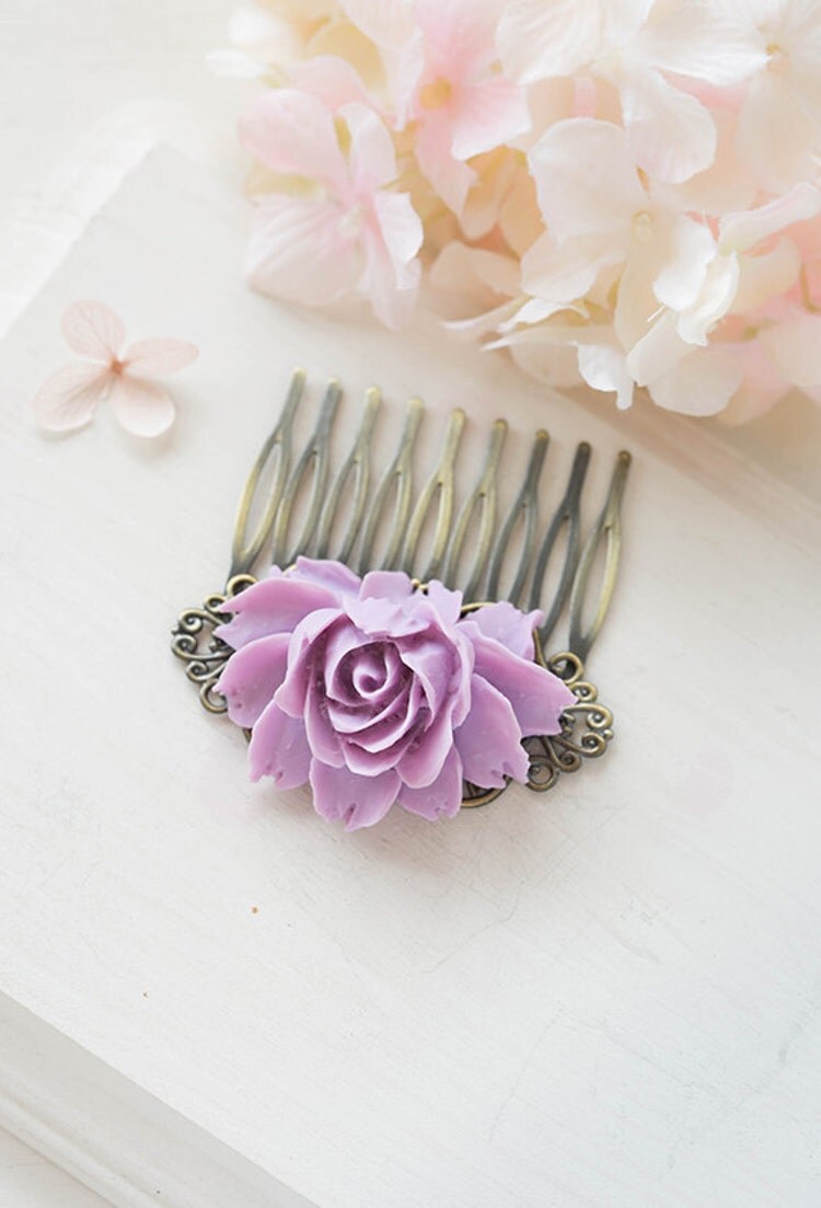 Lavender Hair Comb Lavender Lilac Purple Wedding Hair by LeChaim