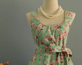 Green dress green sundress green party dress green floral dress green bridesmaid dress floral bridesmaid dress green summer dress