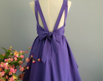 purple dress purple party dress purple prom dress purple cocktail dress bow back dress purple bridesmaid dresses purple backless dress