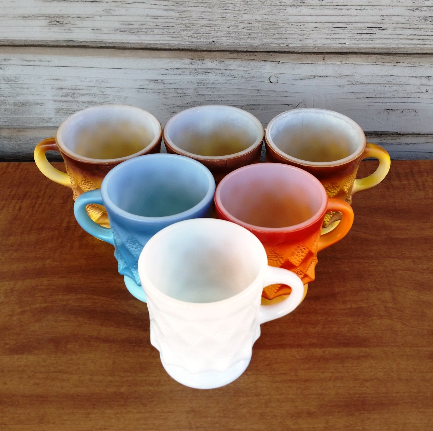 Vintage Fire King Coffee Cups Mugs Multi Color Retro Set