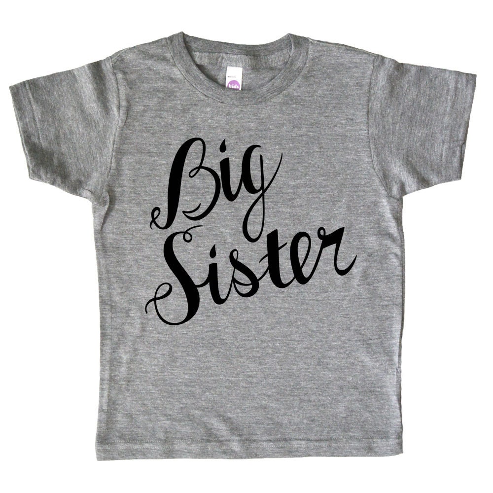 Big Sister Script Text Big Sister Kids Top by VicariousClothing