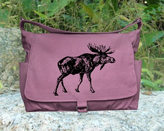 purple messenger bag, diaper bag, shoulder bag for women, girls school bag, market bag, shopping bag with screen print