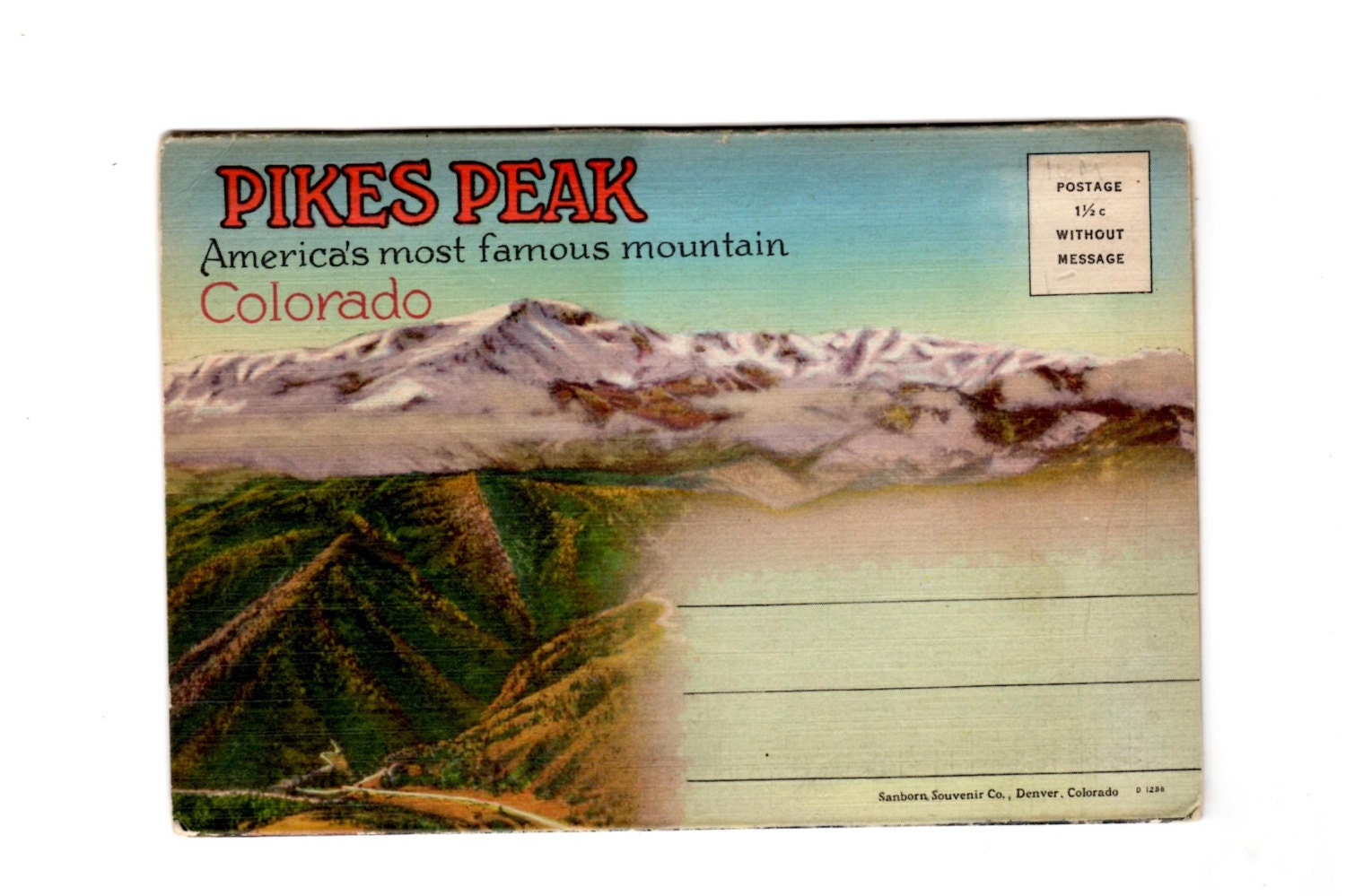 Vintage Pikes Peak Colorado Postcard Souvenir Folder