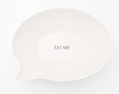 White Ceramic Salad Bowl, Handmade Porcelain Soup Bowl, Speech Ballon Bowl - EAT ME!