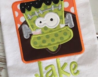 Frankenstein Box Halloween Applique Embroidery Design 5x7 6x10 8x12