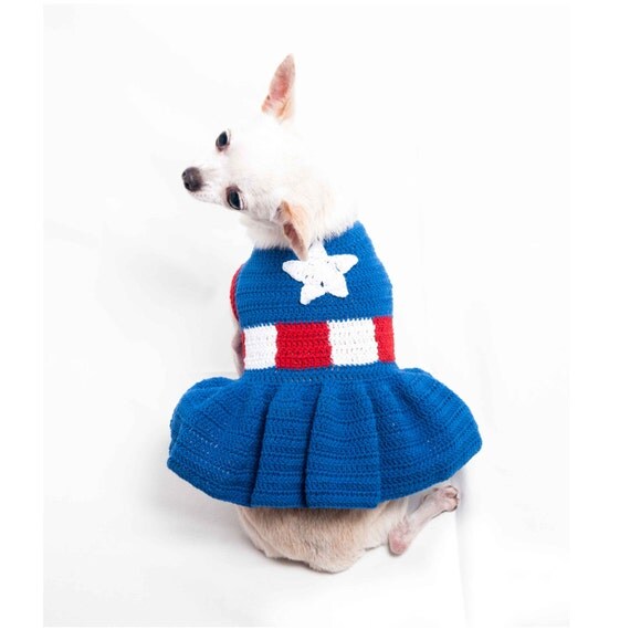 Captain America Dog Costume Marvel Comics Girl Dog by myknitt