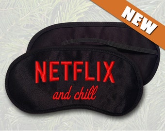 NETFLIX and chill Custom Made Embroidered Eye Mask - favorite on trendy pinterest tumblr instagram twitter polyvore