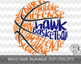 Messy Hawk Basketball Files INSTANT DOWNLOAD in dxf/svg/eps for use with programs such as Silhouette Studio and Cricut Design Space