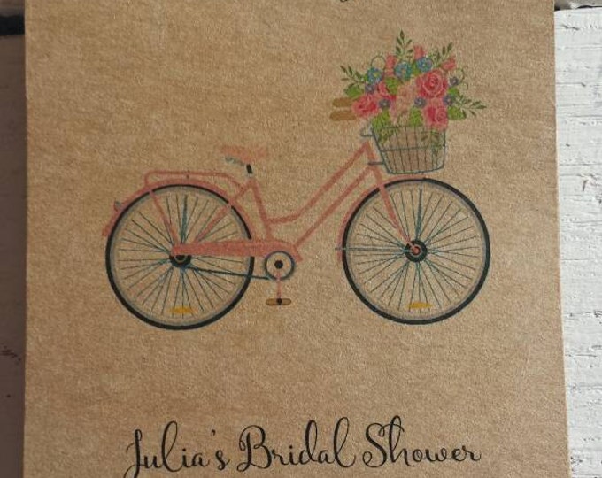 Brand New! RUSTIC Bicycle Wildflower Design - Seeds Let Love Grow Flower Seed Packet Favor Shabby Chic Cute Favors for Bridal Shower Wedding