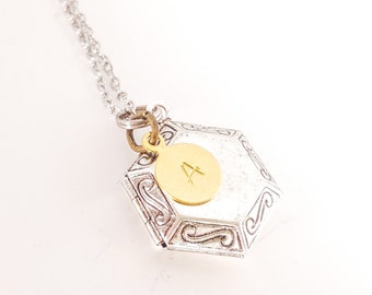 Antique Silver Locket Necklace - Vintage Style Locket - Bridesmaid Locket - Personalized Necklace - Personalized Bridesmaid Gift - Wedding