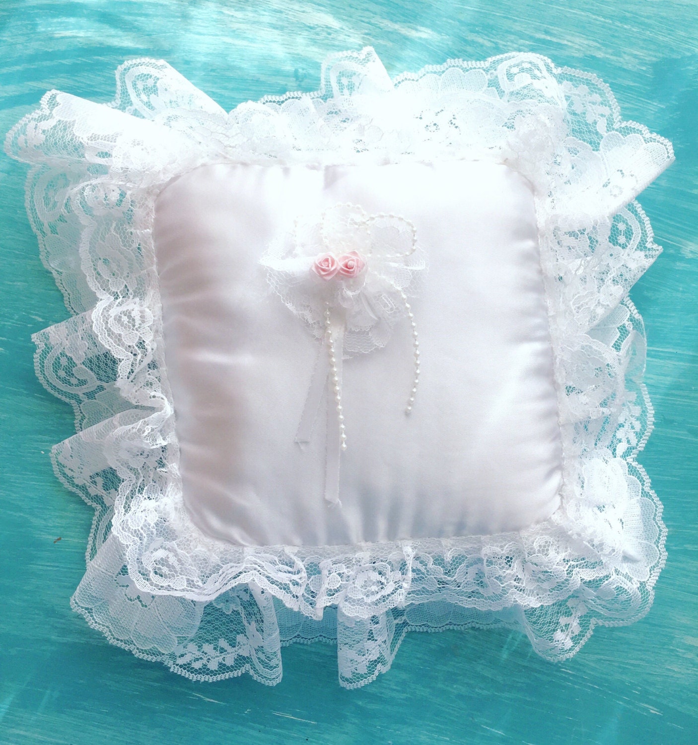 Ring Bearer Pillow Lace White Ring Bearer Pillow Shabby Chic