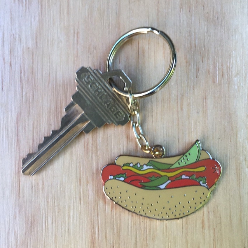 Hot Dog Keychain Key Tag Key Fob Gift Stocking by thefoundretail