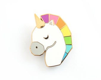Unicorn Pin Rainbow Geometric Brooch