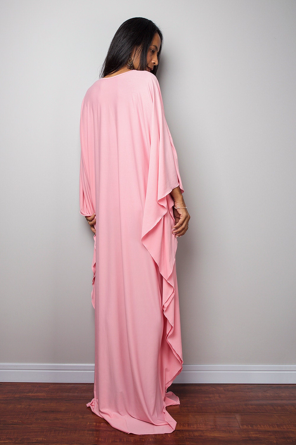 Pink Maxi Dress Kaftan Kimono Butterfly Dress: Funky Elegant