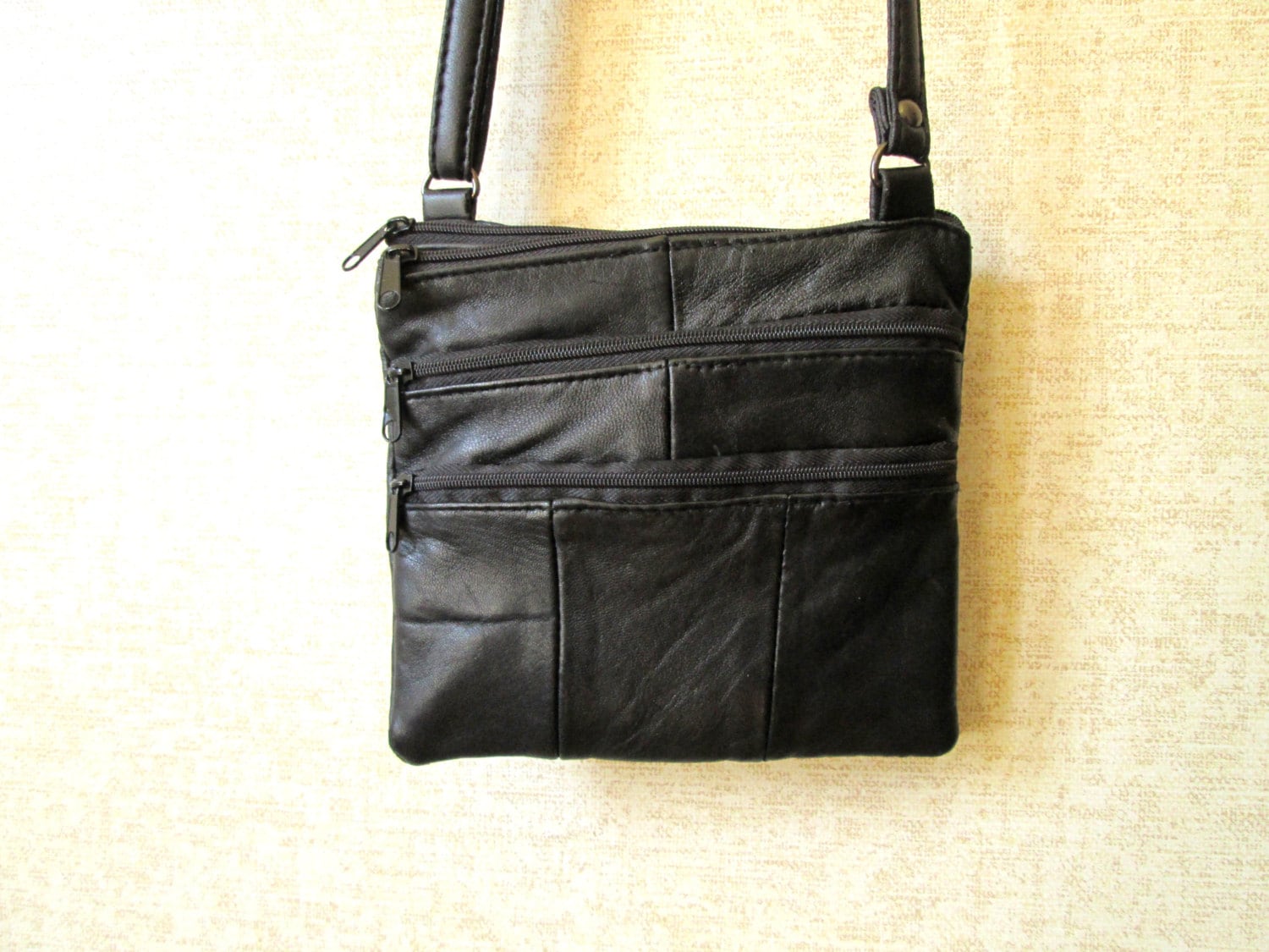 crossbody wallet mini bag black leather long strap cross body