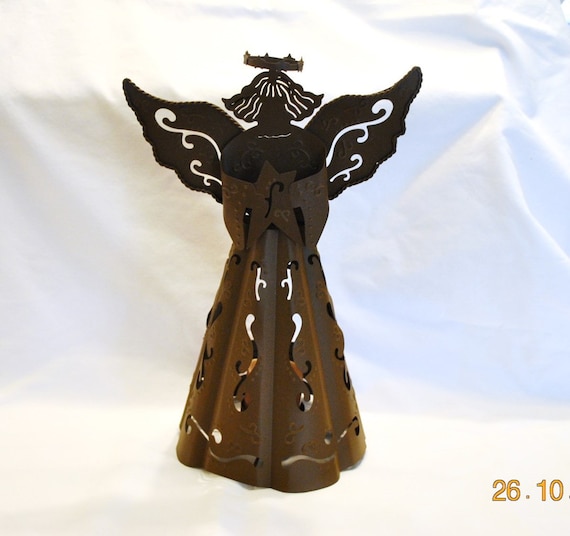 Rustic Tin Angel with Candle Holder
