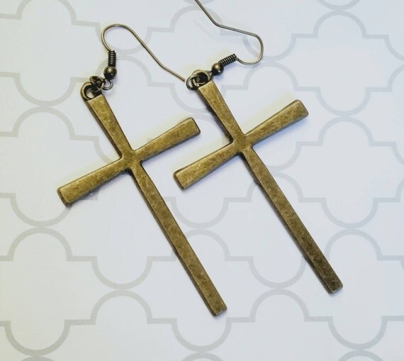 Large Cross Earrings Christian Earrings Religious Earrings