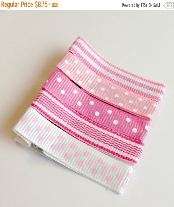 ON SALE Pink Baby Hair Clips Baby Pink Set by TurtleTotsDesigns