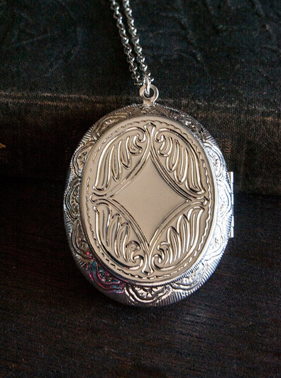 Lip Balm Locket Necklace Victorian Gold or Silver Choose