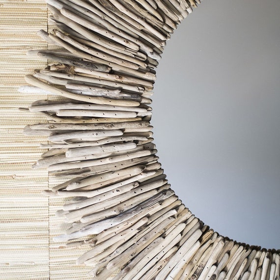 36 Round Driftwood Mirror by MaderaDelMar on Etsy