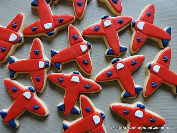 Airplane decorated sugar cookies 2615
