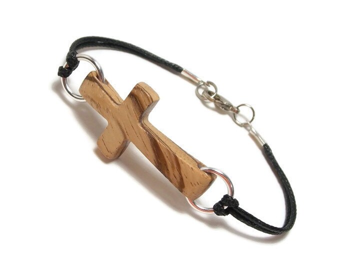 Sideways Cross Bracelet Unisex Wood Cross Bracelet African