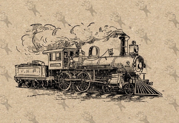 vintage retro dessin train lo otive