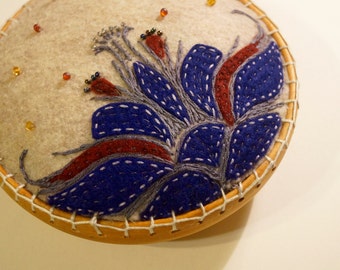 Large Flower Embroidered Pincushion Ready to Ship