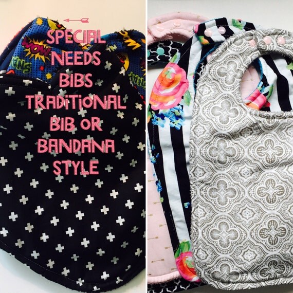6 Special needs bibs Girls 6 pack of GIRLS bandana style bibs