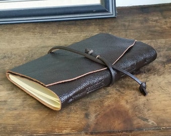 Slim Leather Journal - Dark Brown Journal 4.5" x 6" by The Orange Windmill 1632