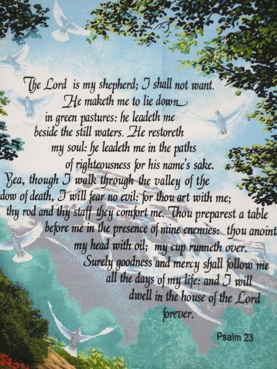 Psalm 23 wall hanging panel Scripture verse cloth fabric