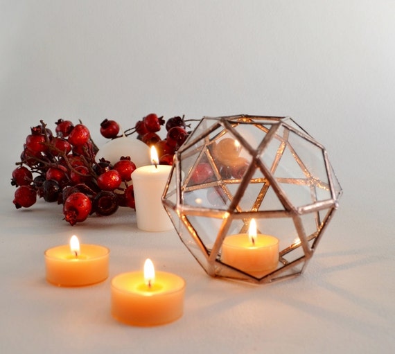 Items similar to Terrarium, Candle Holder, Stained Glass planter, Geometric Terrarium, Christmas