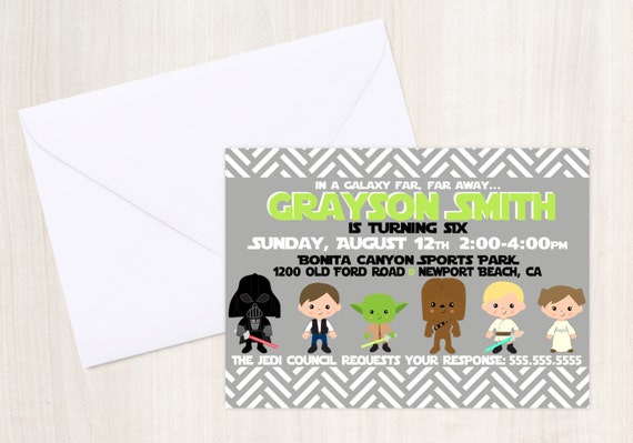 Star Wars Custom Birthday Invite - Star Wars Party Invitation - Party Supplies Il_570xn