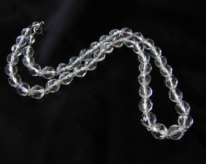 50s Austrian Crystal Glass Bead Necklace / Wedding / Bridal / Mid Century / Vintage Jewelry / Jewellery