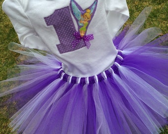 Tinkerbell birthday tutu outfit Tink tutu Purple birthday party First birthday second birthday third birthday girl