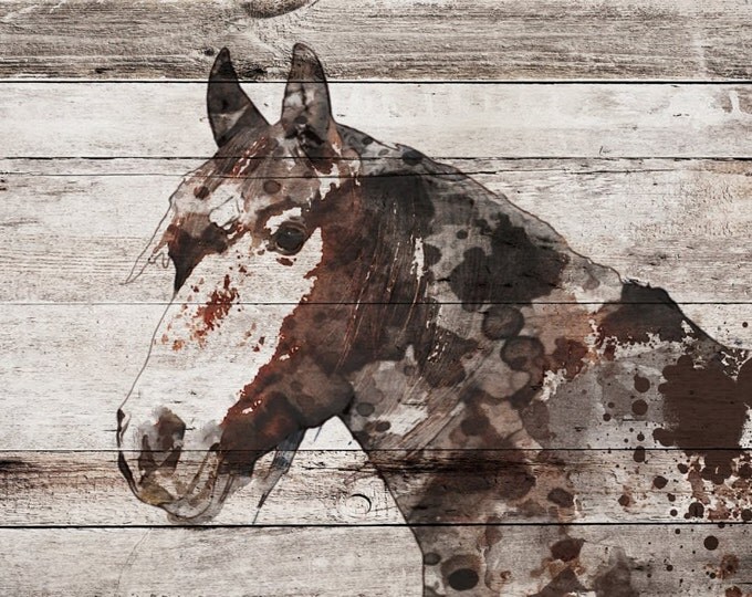 Jalisco Horse. Extra Large Horse, Unique Horse Wall Decor, Brown Rustic Horse, Large Contemporary Canvas Art Print up to 72" by Irena Orlov