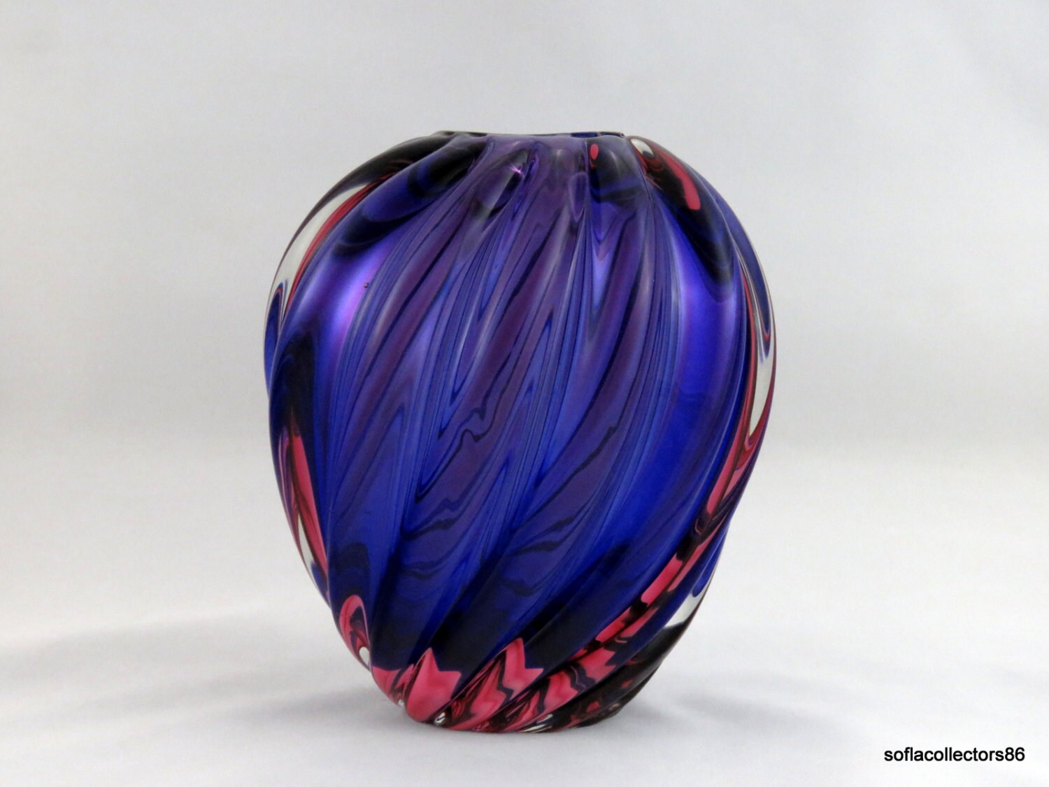 Murano Glass Pillow Vase by Archimede Seguso in Cranberry over