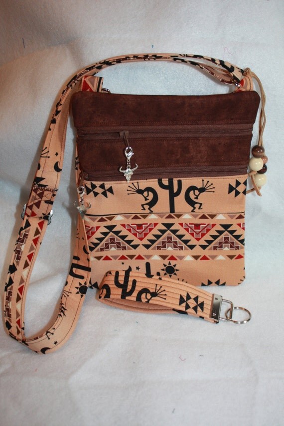 Handcrafted Crossbody Passport Bag Native by pamsprideembroidery
