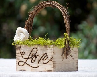 Personalized ~ Rustic ~ Vineyard ~ Flower Girl Basket ~ Wood