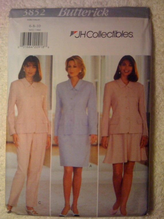 Business Jacket, Skirt and Pants Butterick Sewing Pattern 3852 90s Uncut Misse/Miss Petite Size 6-8-10