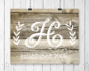 Wood Monogram Print Wall Art Printable Shabby Chic Wood Monogram Print Wall Art Printable Shabby Chic