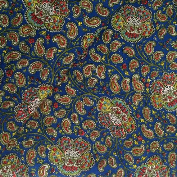 Paisley Fabric / Polyester Fabric / Blue Paisley Fabric
