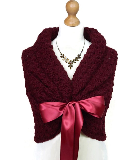 Burgundy Shrug Wedding Bolero Jacket Bridesmaid Cover Up