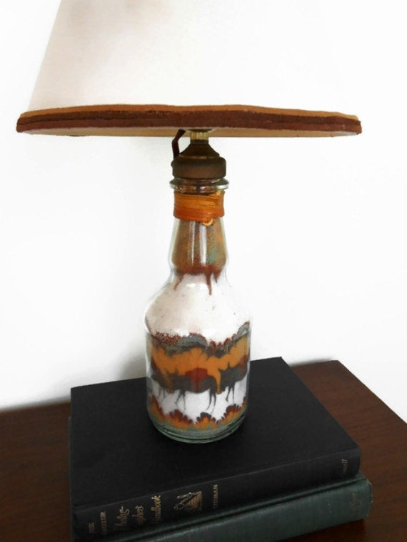 Sand Art Bottle Lamp with Shade Southwestern Pack Mule