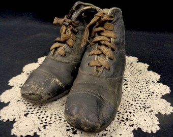 Vintage, Antique Children's Leather Shoes, Toddler Shoes