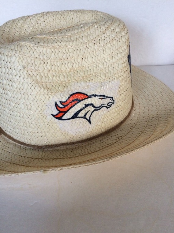 Denver Broncos Straw Hat Broncos Decorated Straw Hat Boho